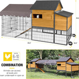 Chicken Coop All-Iron Frame Large Hen House Mobile Poultry Cage with Nesting Box,Metal Run,Waterproof Rain Cover Duck Coop, 85" Aivituvin