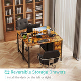 Lufeiya 40 inch Computer Desk with 4 Drawers, Kids Student Small Desks for Home Office Small Space, Work PC Desk Table for Bedroom, Rustic Brown Lufeiya