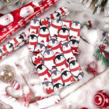LeZakaa Christmas Wrapping Paper Roll - Mini Roll - 3 Rolls - 17 Inch X 120 Inch Per Roll - Red & White Penguins, Ho, Santa Claus, Christmas Elements Holiday Collection LeZakaa