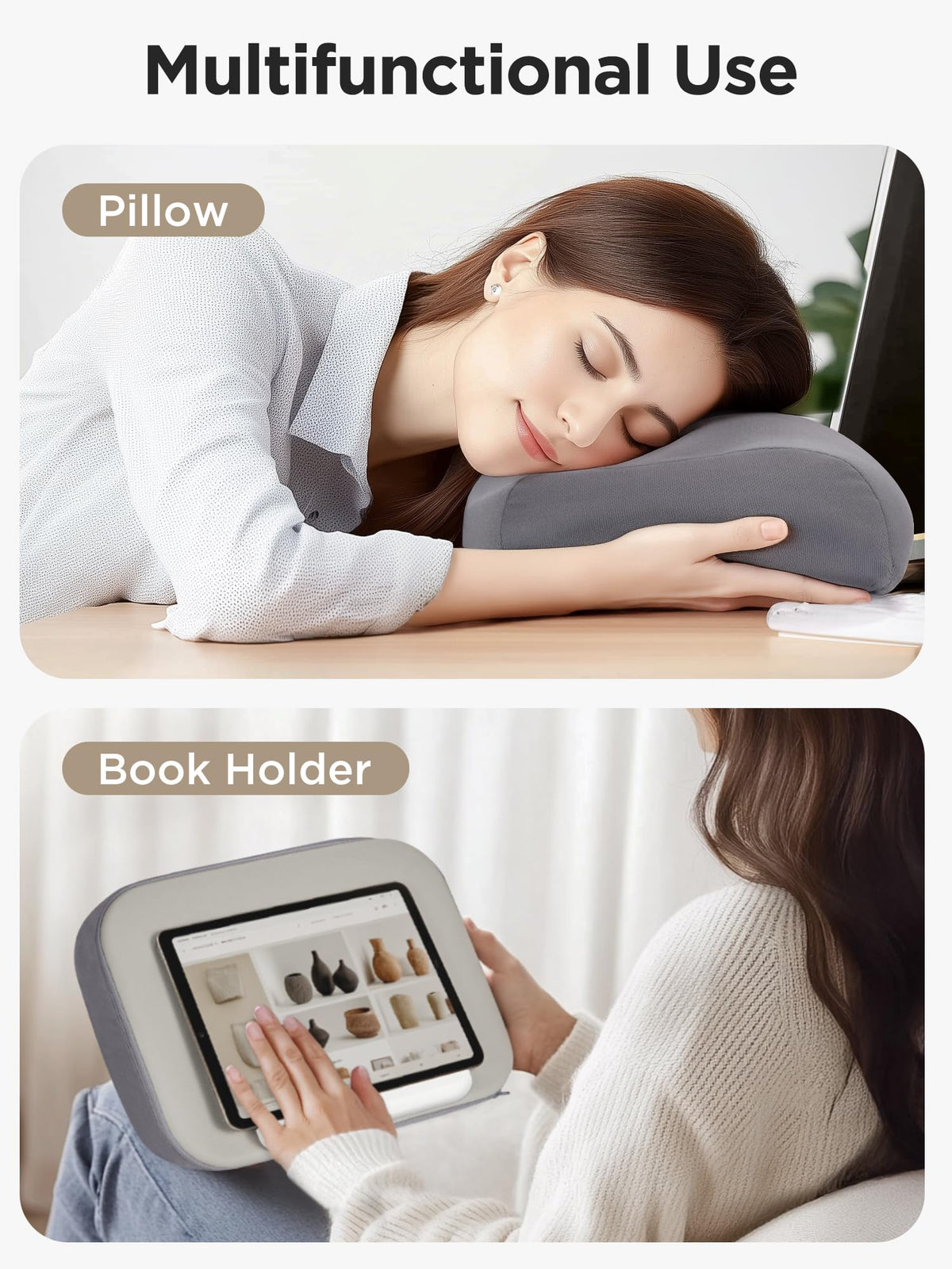 InnoGear Lap Beanbag Pillow Stands Book Holder, Hands-Free Tablets Mount Holder Cozy for Reading in Bed Desktop Accessories for iPad Kindle Books E-Reader InnoGear