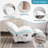 DYHOME Rocking Recliner Chair, Massage Rocker Recliner Chair with Vibration Massage and Heat, White Swivel Chairs, Soft Fabric Single Reclining Sofa for Living Room Bedroom, with USB Port DYHOME