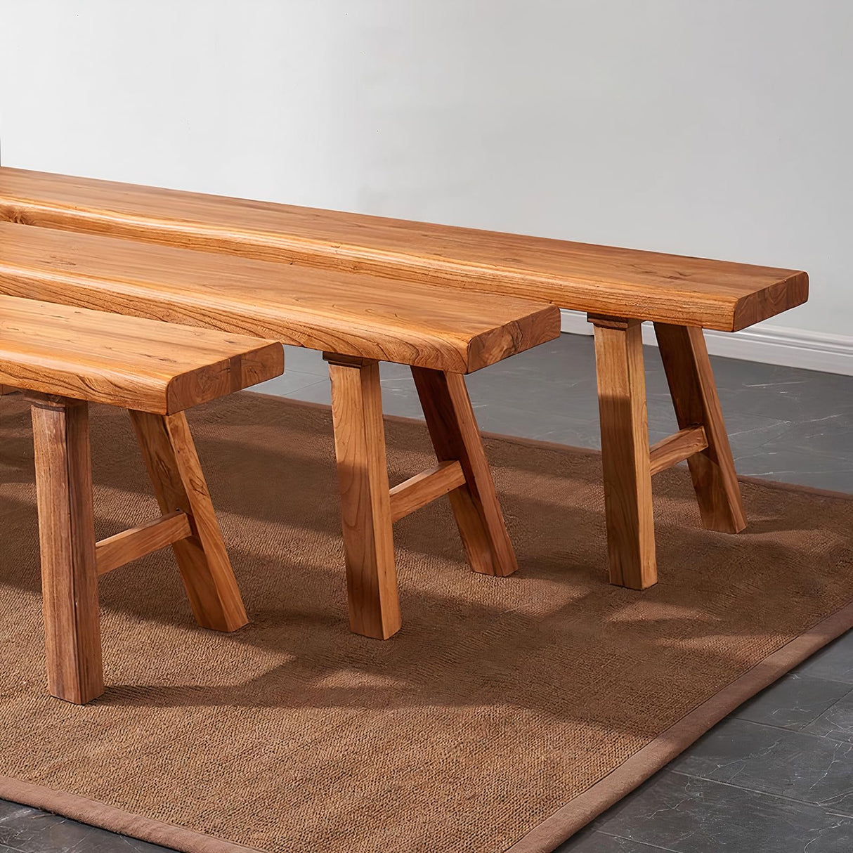 ZPrestiCraftbl Farmhouse Wood Bench Indoor - 31.5 Inch entryway Bench, Natural Solid Wood, Durable and Sturdy, Suitable for Dining Room, Bedroom, Porch and Other Narrow Spaces ZPrestiCraftbl