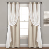 Lush Decor Sheer Grommet Curtains With Insulated Blackout Lining, Window Curtain Panels, Pair, 38"W x 84"L, Wheat - Curtain With Sheer Overlay, Elegant Blackout Curtains for Bedroom Lush Decor
