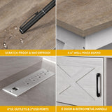 DWVO Farmhouse TV Stand for Television up to 65 Inch, Entertainment Center with Power Outlets and Open Shelf, Rustic TV Cabinet Media Console Table for Living Room, Grey White/Grey Wash, 59 Inches DWVO