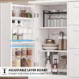 BOTLOG 68" Tall Kitchen Pantry Cabinet with Microwave Stand, Kitchen Hutch Cabinet with Door Shelves, Farmhouse Freestanding Food Pantry for Living Room, Dining Room, White BOTLOG