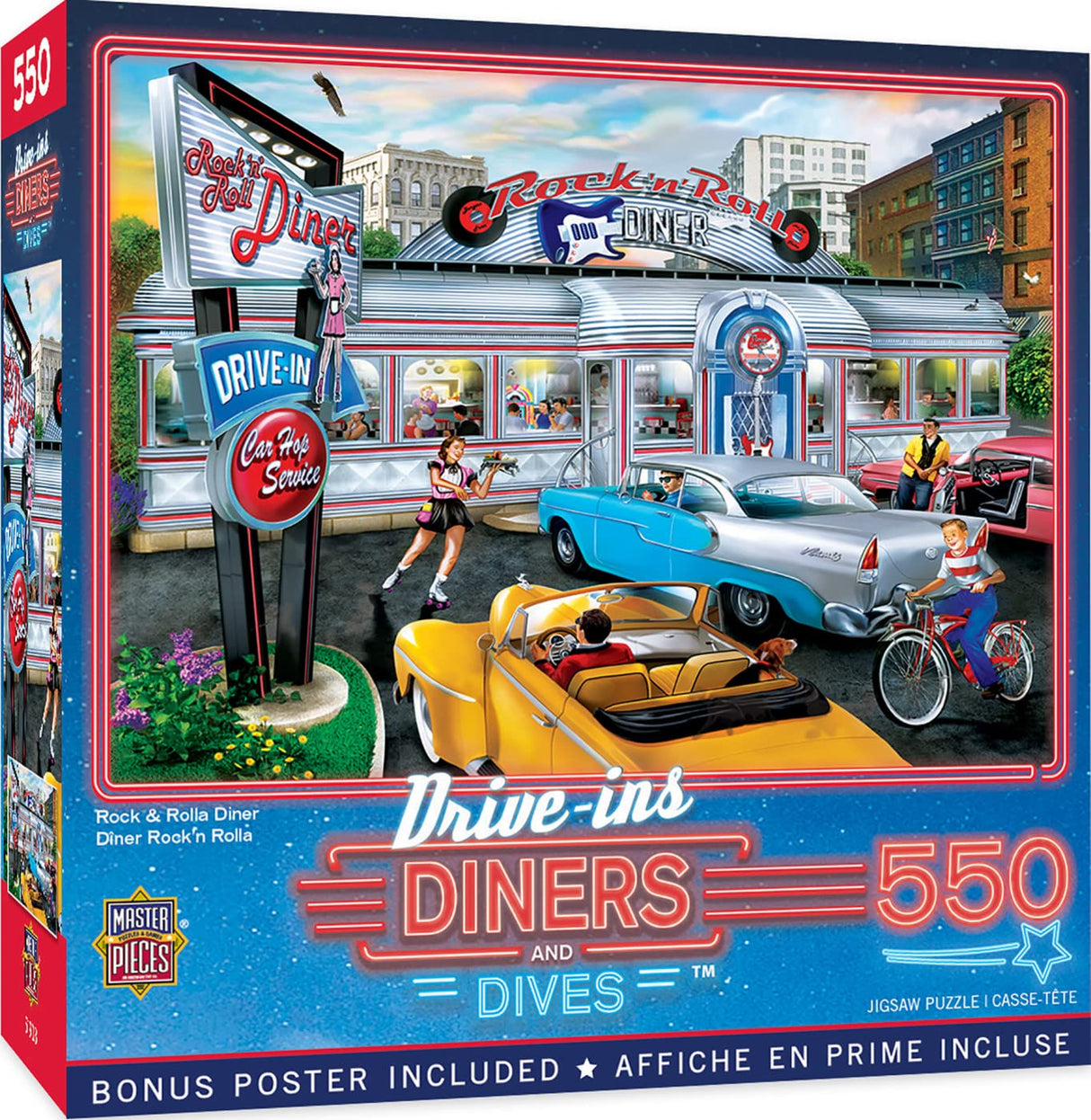 MasterPieces 550 Piece Jigsaw Puzzle for Adults, Family, Or Youth - Rock & Rolla Diner - 18"x24" - Nostalgic Retro Jigsaw Puzzle Masterpieces