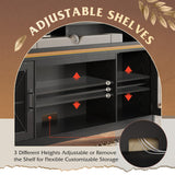 WLIVE TV Stand up to 65 Inch TV, 59" Entertainment Center with LED Lights, Farmhouse TV Media Console with Storage Cabinets, Adjustable Shelves for Living Room and Bedroom, Black WLIVE