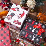 ZINTBIAL Christmas Wrapping Paper for Kids Adults - Xmas Wrapping Paper with Red/Black Plaid, Reindeer, Gnome, “Ho Ho” Words - 28 x 40 Inches, 6 Jumbo Sheets, Easy to Store ZINTBIAL