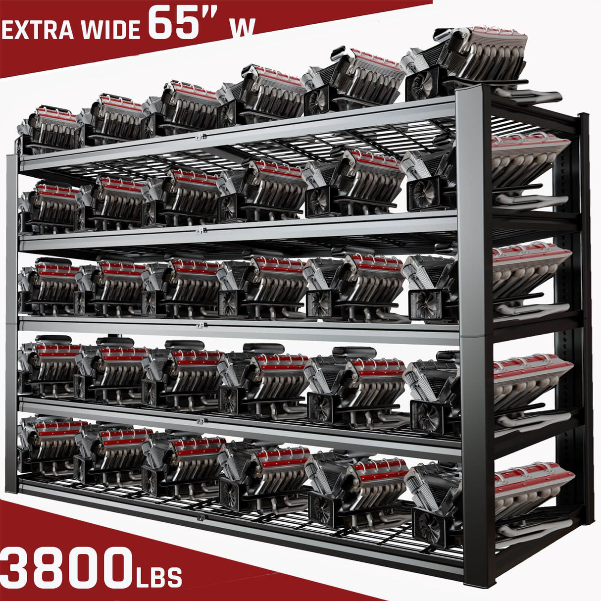 PMKES 65" W Garage Shelving Heavy Duty, 5 Tier Garage Shelves, 30" D Adjustable Storage Shelving Unit, Commercial Metal Shelf for Kitchen, Warehouse, Pantry, School, Shop, 68" Wx30 Dx79 H PMKES