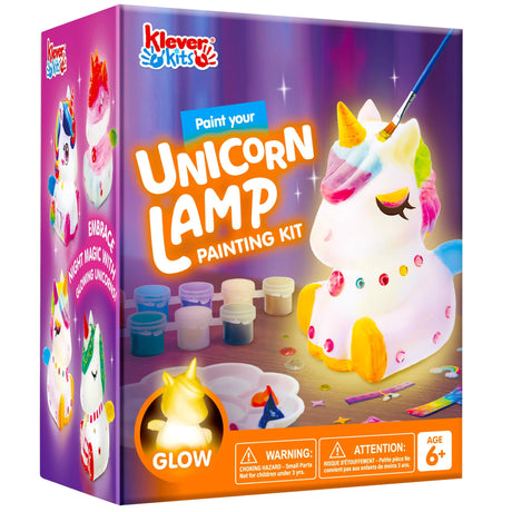 Klever Kits DIY Night Light- Paint Your Own Unicorn Lamp- Arts & Crafts Kit School Activities Art Supplies Painting Kits, Birthday Gifts for Girls Boys Aged 6+ Klever Kits