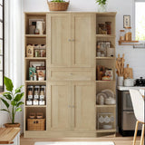FACBOTALL 71" Tall Pantry Cabinet with Storage, 47'' Wide Freestanding Kitchen Cabinet with Doors & Shelves, Buffet Sideboard with Drawer, Cupboard for Kitchen, Dining Room, Utility Room, Light Oak FACBOTALL