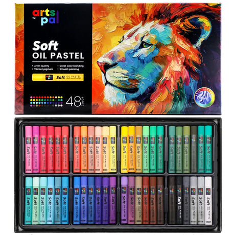 Artspal Soft Oil Pastels Set of 48 Vibrant Colors, Smooth and Soft Oil Pastel Crayons for Artists, Beginners, Teachers, Students, Great Blending and Layering for Art Supplies, Art Painting, Drawing Arts Pal