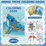 Funrous 24 Pcs Animal Mandala Coloring Books Ocean Jungle Animal Coloring Books DIY Activity Crafts Art for Kids Adults Gift Filler Gifts Home School Classroom Party Favors Funrous