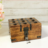 Nautical Cove Treasure Chest Wooden Box with Antique Iron Lock and Skeleton Key - Storage and Decor (Small 8 x 6 x 4.5) Nautical Cove