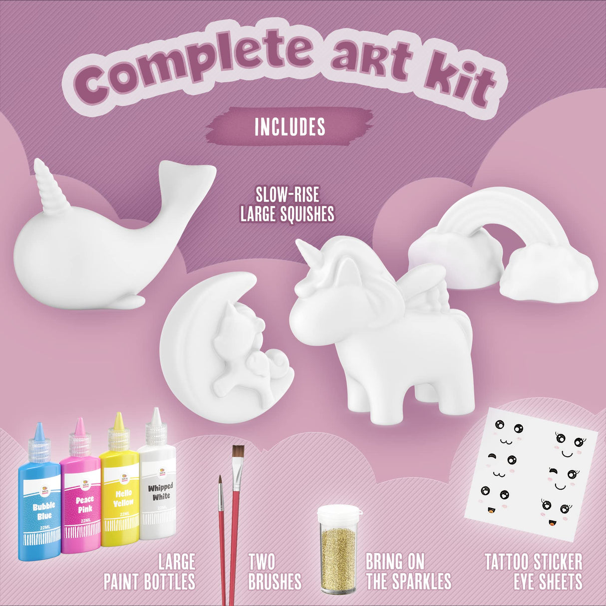 DOODLE HOG Unicorn Squishy Paint Set for Kids Ages 8-12, Unicorn Gifts for Girls 8-10, Arts and Crafts for Kids, Paint Your Own Squishies Kit DOODLE HOG