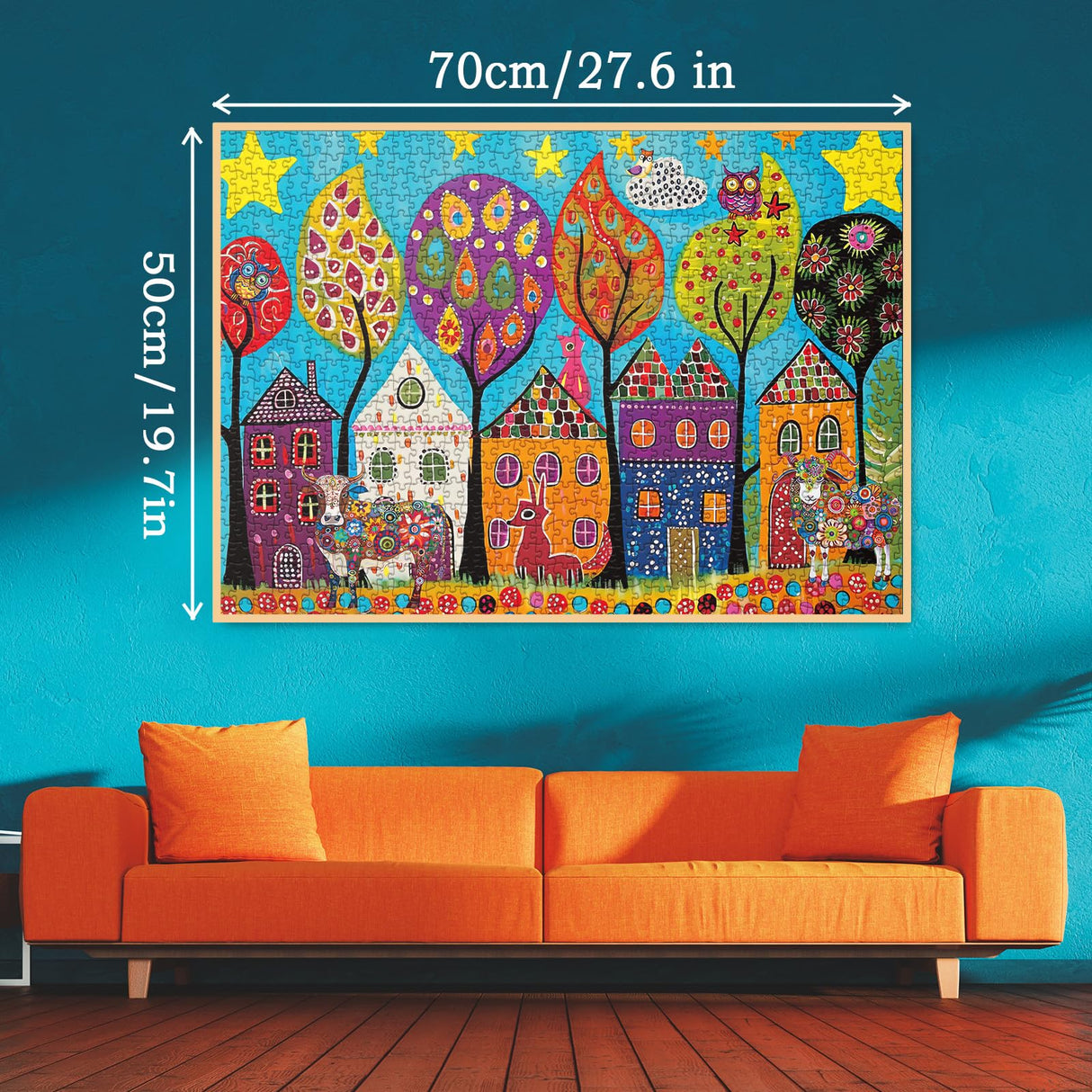 Colorful Fantasy Village Puzzles for Adults 1000 Pieces, Cute Art House Jigsaw Puzzles, Nature Funny Beautiful Puzzles BBOLDIN