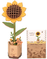Wowood 3D Flower Wooden Puzzles for Adults-Sunflower, DIY Wooden Flowers Model Kit Building Set Crafts for Adults to Build, Botanical Collection/Ideal Creative Gift Ideas/Housewarming (86PCS) Wowood