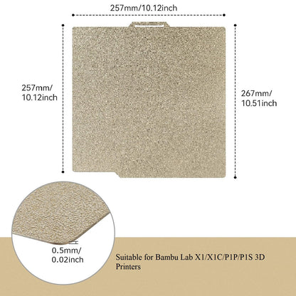 HICTOP Bambu lab PEI Sheet Double Sided 257.5 x 257.5mm(10.14 * 10.14inch) Textured PEI Sheet PEI Build Plate for Bambu Lab X1/ X1C/ P1P /A1 3D Printers - WoodArtSupply