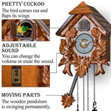 TIMEGEAR Cuckoo Wall Clock with Night Mode in Traditional German Style with Carved Squirrels (Cherry) TIMEGEAR