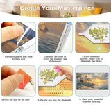 HeeBenor Large Diamond Art Kit for Adults, 5D Lighthouse Painting Kit, DIY Full Drill Sunset, Gem Art Kit for Home Wall Decor 27.5 X 15.7 Inch HeeBenor