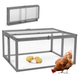 COZIWOW Portable Chicken Coop with UV-Proof Panel, 4X Garden Stakes, Wooden Rabbit Hutch, Chicken Brooder Indoor, Outdoor Folding Chicken Cage, Top & Side Openable Doors, 45.3Inch (Grey) COZIWOW