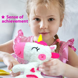 KRAFUN Beginner My First Unicorn Sewing Kit for Kids Art & Craft, Doll Plushie Animal, Instructions & Plush Felt Materials for Learn to Sew, Embroidery, Age 7 8 9 10 11 12 KRAFUN