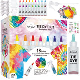 Art+soul 18 Colors Tie Dye Kit with Bonus Tie Dye Powder Refiils Packs,DIY Fabric Dyeing Kit Includes Rubber Bands, Gloves, Guide Book Perfect for Arts & Crafts, Family Party, Birthday Gifts Art+soul