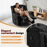 Korser Rocker Recliner, Glider Recliner Chairs for Adults, 360° Swivel Rocking Chair with Massage and Heating, Nursery Chair with Storage and USB Charging for Living Room, Bedroom, Nursery Korser