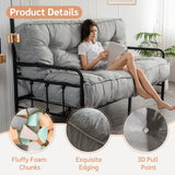 YOSHOOT 8 Inches Futon Mattress, Queen Size Floor Mattress for Adults, Thick Futons Sofa Couch Bed, Shredded Foam Filling, Medium Firm(Frame Not Included), 59"x80", Grey YOSHOOT