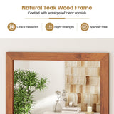 Tangkula Farmhouse Wall Mirror with Shelf, 27.5 x 20 Inch Rectangle Decorative Mirror with Teak Wood Frame, Wall Decoration for Bathroom Entryway Living Room Bedroom Tangkula