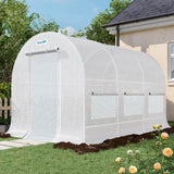 Quictent Portable Greenhouse for Outdoors, 12x7x7FT Large Walk-in Tunnel Green House for Outside, Heavy Duty Steel Frame Reinforced Cover with Screen Mesh Door Vent, Garden Plant Hot House, White Quictent