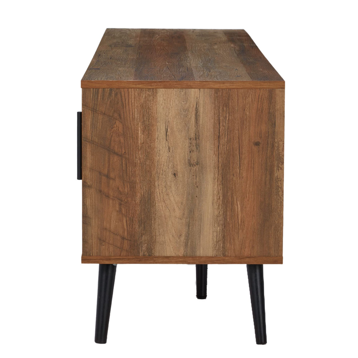 JOMEED Mid Century Modern Wooden TV Stand Entertainment Center Console with Open Shelving and 2 Cabinets for Televisions up to 65 Inches, Walnut JOMEED