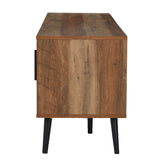 JOMEED Mid Century Modern Wooden TV Stand Entertainment Center Console with Open Shelving and 2 Cabinets for Televisions up to 65 Inches, Walnut JOMEED