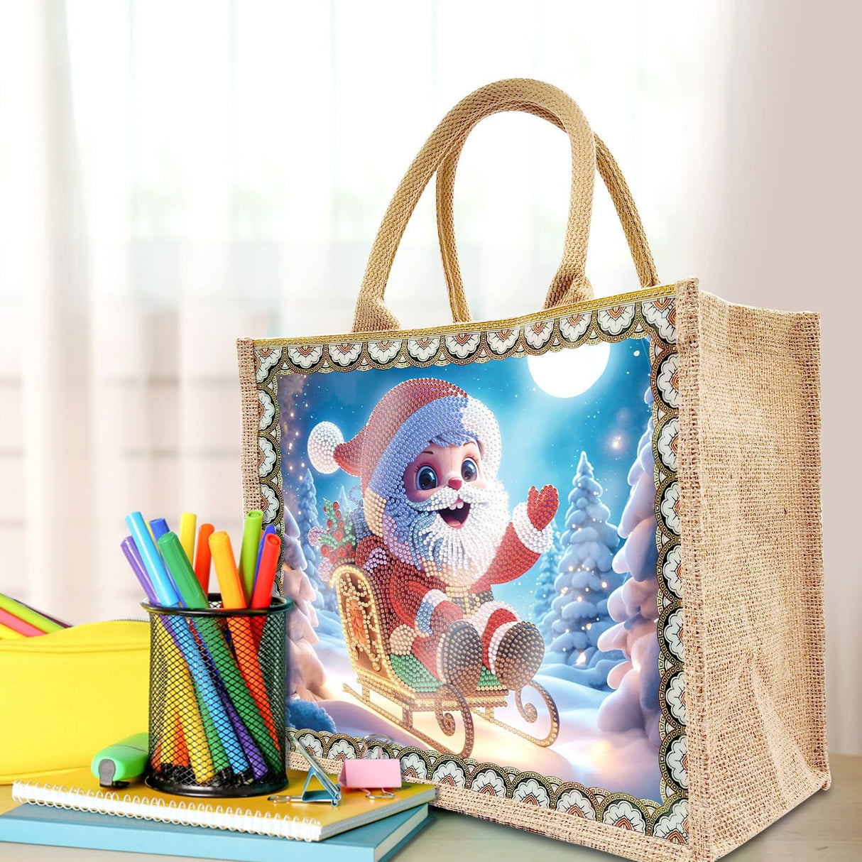 yzARTche Diamond Art Painting Handbag, DIY Diamond Art Christmas Handmade Tote Bag Shoulder Bag -09-Santa Claus yzARTche