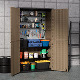 ZZM Large 67 Cu.ft Waterproof Storage Shed, Outdoor Storage Cabinet，Durable Resin Storage for Patio Furniture, Garden Tools, Pool Accessories, Mower Storage (Coffee) ZZM