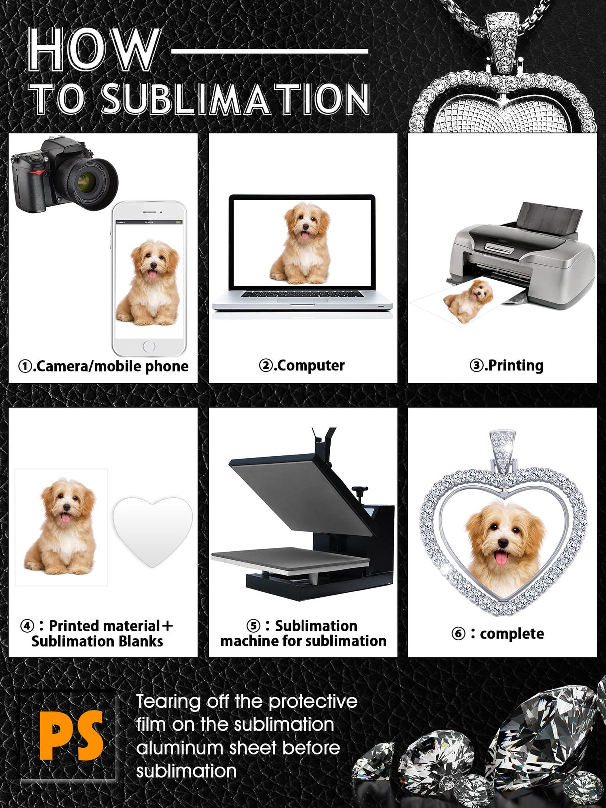 Junkin 24 Pcs Sublimation Rhinestone Trays Pendant Set, Including 6 Heart Shape Double Sided Blank Rhinestone Bezel Trays, 6 Pcs Thick Chains with 12 Sublimation Discs for Making (Silver) Junkin