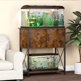 Herture 20-29 Gallon Aquarium Stand Metal Frame Fish Tank Stand with Cabinet Storage, for 20 Gallon Long Aquarium,30.7" L*16.5" W Tabletop,330LBS Capacity Rustic Brown and Black PG01YGN Herture