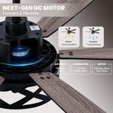 Dawn Whisper 52 Inch Farmhouse Ceiling Fans with Lights and Remote Quiet and Reversible DC Motor Black Industrial Rustic Caged Ceiling Fan for Bedroom Living Room Covered Patio Dawn Whisper