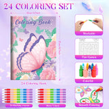 BenLouis 24 Butterfly Mini Coloring Books Kids with 24 Stacking Crayons Butterfly Theme Party Favors Activity Books Bulk for Kids Spring Fairy Birthday Goodie Bag Gift Stuffer Classroom Reward BenLouis