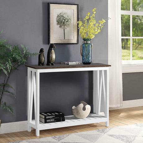 ChooChoo Farmhouse Console Table, Rustic Vintage Narrow Sofa Table for Entryway, Living Room, Hallway, 40 White ChooChoo