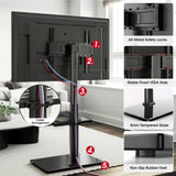 AOKCOS Floor TV Stand with 60-Degree Swivel, TV Floor Stand for 32-65 inch TVs up to 88lbs with Tilt, 8 Level Height Adjustable Tall TV Mount Stand with Shelf, Tempered Glass Base, MAX VESA 400x400mm AOKCOS