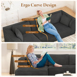 Vesgantti 106" Boneless Couch with Chaise, Deep Seat Comfy Cloud Modular Sofa Corduroy Memory Foam Sectional Couches for Living Room Bedroom, No Assembly Required (Grey, Left-Facing Chaise) Vesgantti