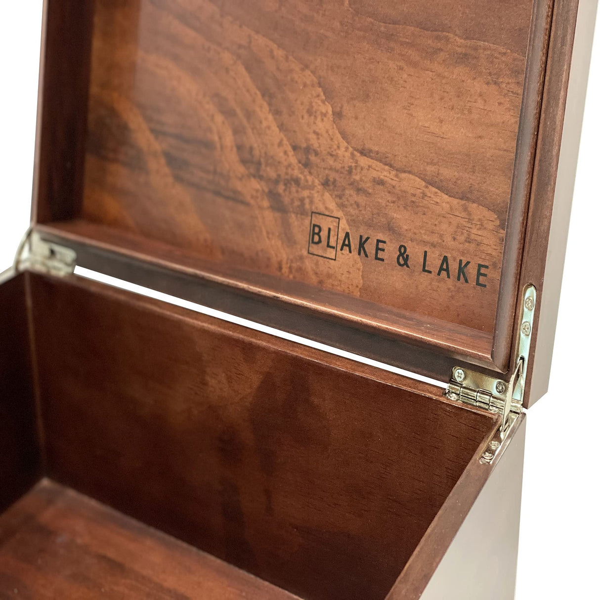 Blake & Lake Large Box with Hinged Lid - Wood Storage Box with Lid - Wooden Keepsake Decorative boxes with lids (Dark Oak) Blake & Lake