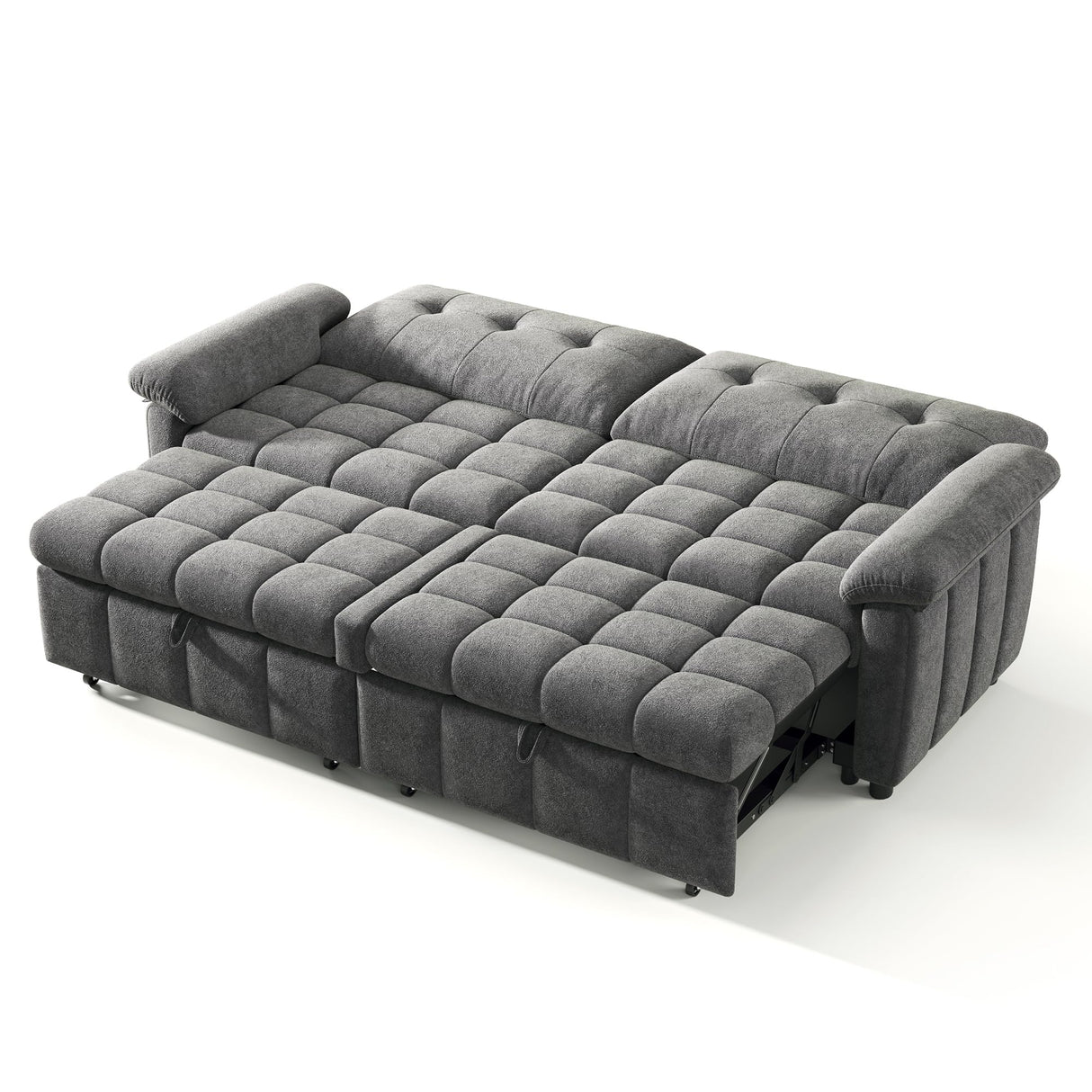Jocisland 93” Convertible Sofa Bed with Pull-Out Sleeper, 4-in-1 Couch with 5-Position Backrest, Tufted Chenille, Easy 10-Min Assembly, Modern Couch for Living Room & Guests – Gray Jocisland