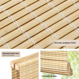 LazBlinds No Tools No Drill Cordless Bamboo Roman Shades, Privacy Window Treatment, Roll Up Bamboo Blinds for Window 26'' W x 64'' H, Natural LazBlinds