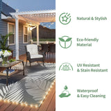 GENIMO Outdoor Rug 8' x 10' Waterproof for Patios Clearance, Reversible Outdoor Plastic Straw Camping Rug Carpet with LED String Light, Area Rugs Mats for RV, Camper, Deck, Balcony, Porch, Grey&White GENIMO