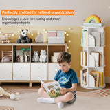 Cuzobro Rotating 3-Tier Bookshelf, 360° Spinning Corner Bookcase with Lazy Susan, White Space Saving Organizer for Study Room, Home Office, Kids Rooms, Bedroom, Adults & Kids Cuzobro