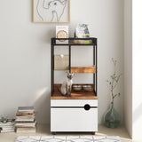 Aisurun Cat Litter Box Enclosure Cat House Cat Washroom Furniture Cat Cabinet with Storage Shelf, Cat Tree Tower, White+Vintage Aisurun