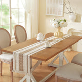 Farmhouse Decor Boho Table Runner with Macrame, Elegant Beige Brown Coffee Table Runners 72 Inches Long, Rustic Home Decor Boho Decorations for Dining Room Kitchen Baby Bridal Shower (12"×72") AILUOQI