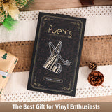 PUERSI Now Playing Vinyl Record Stand, Wooden Display Vinyl Holder Stand, Retro Now Spinning Record Accessories - Rustic Brown PUERSI